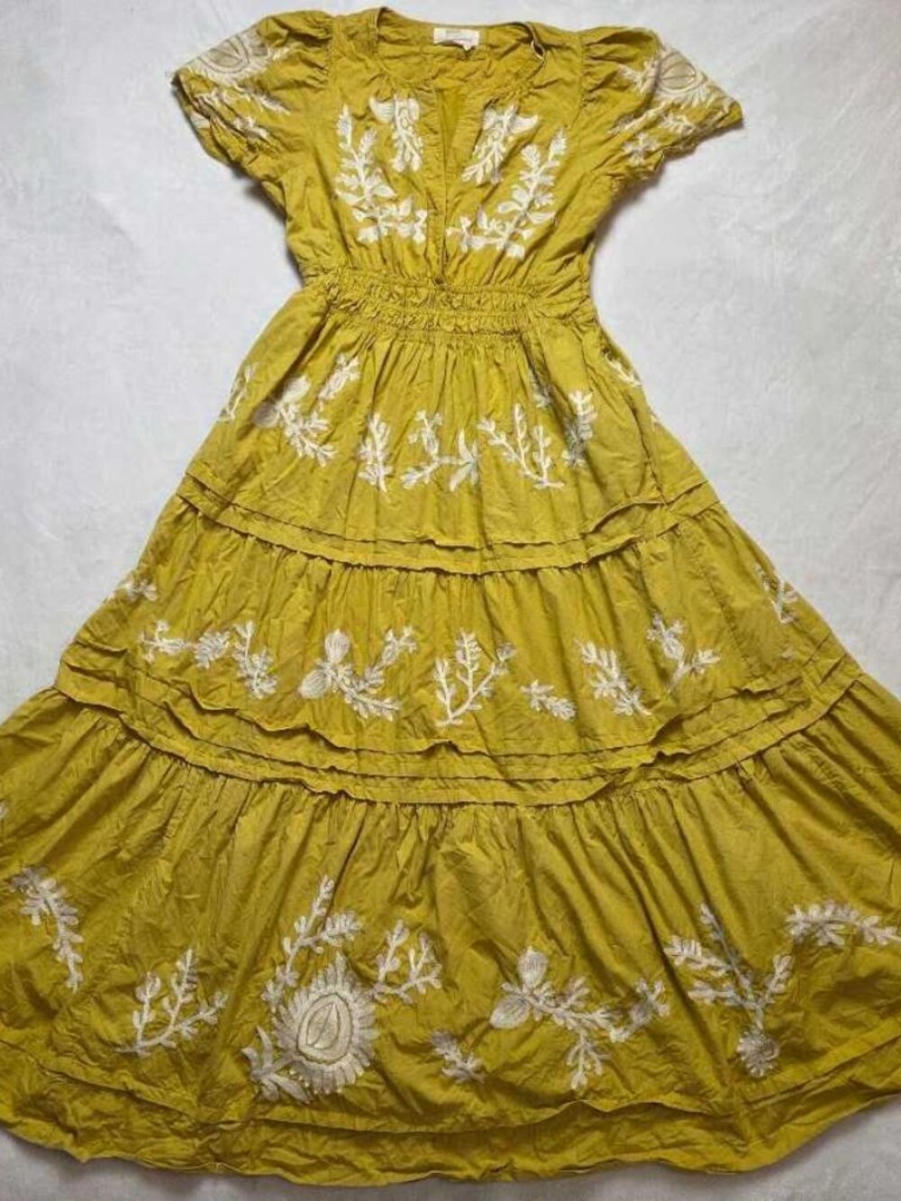 S By Anthropologie The Somerset printed maxi dress yellow embroidered flowers #7